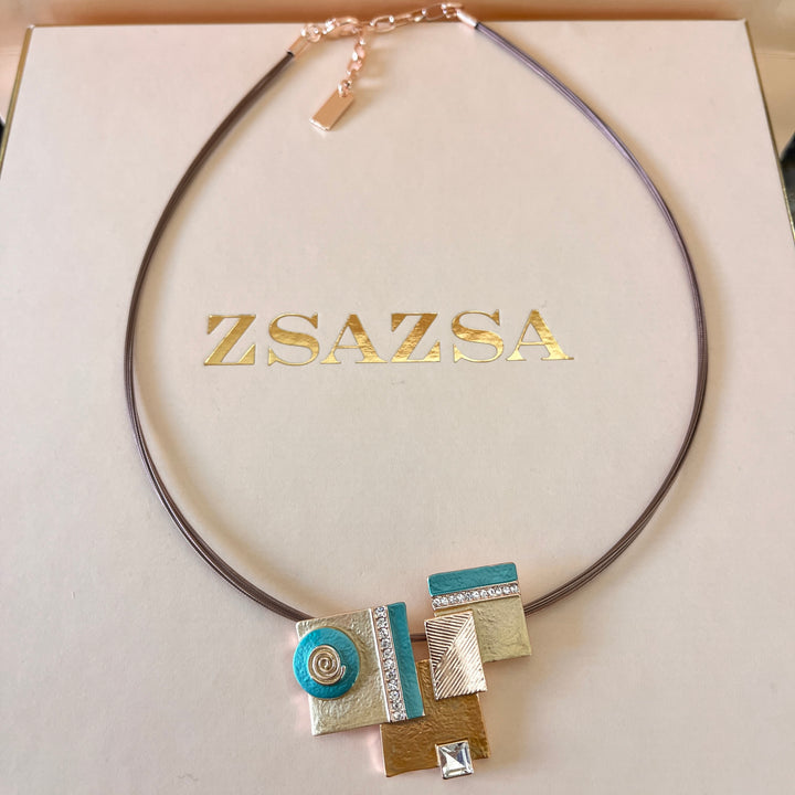 Enamel turquoise and gold set
