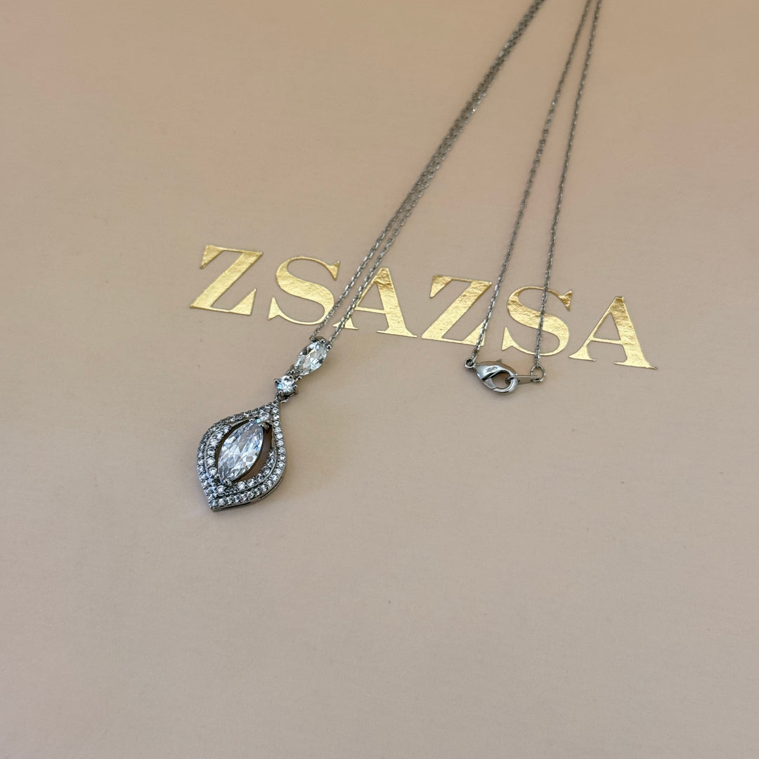 Mixed shapes zircone silver pendant