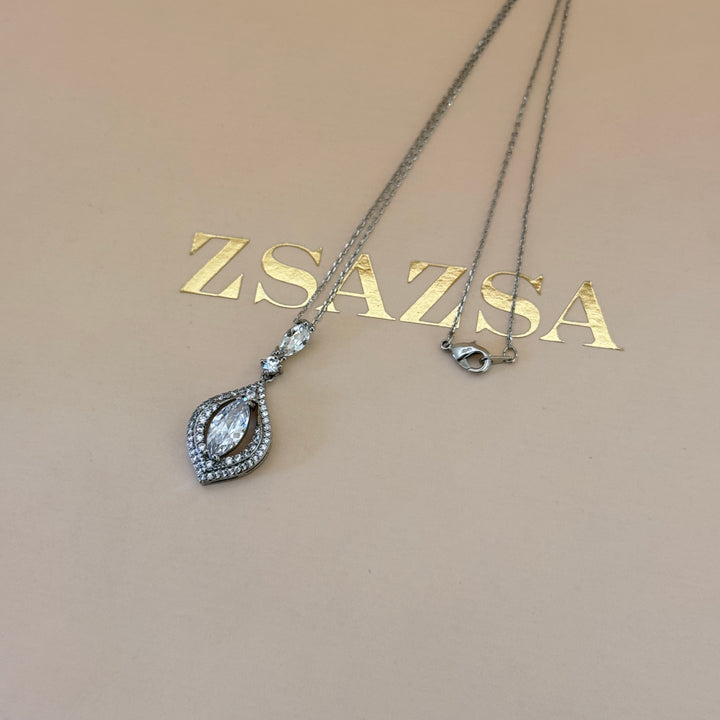 Mixed shapes zircone silver pendant