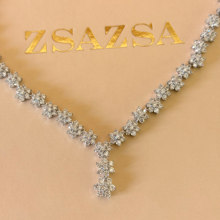 Flower zircone silver set