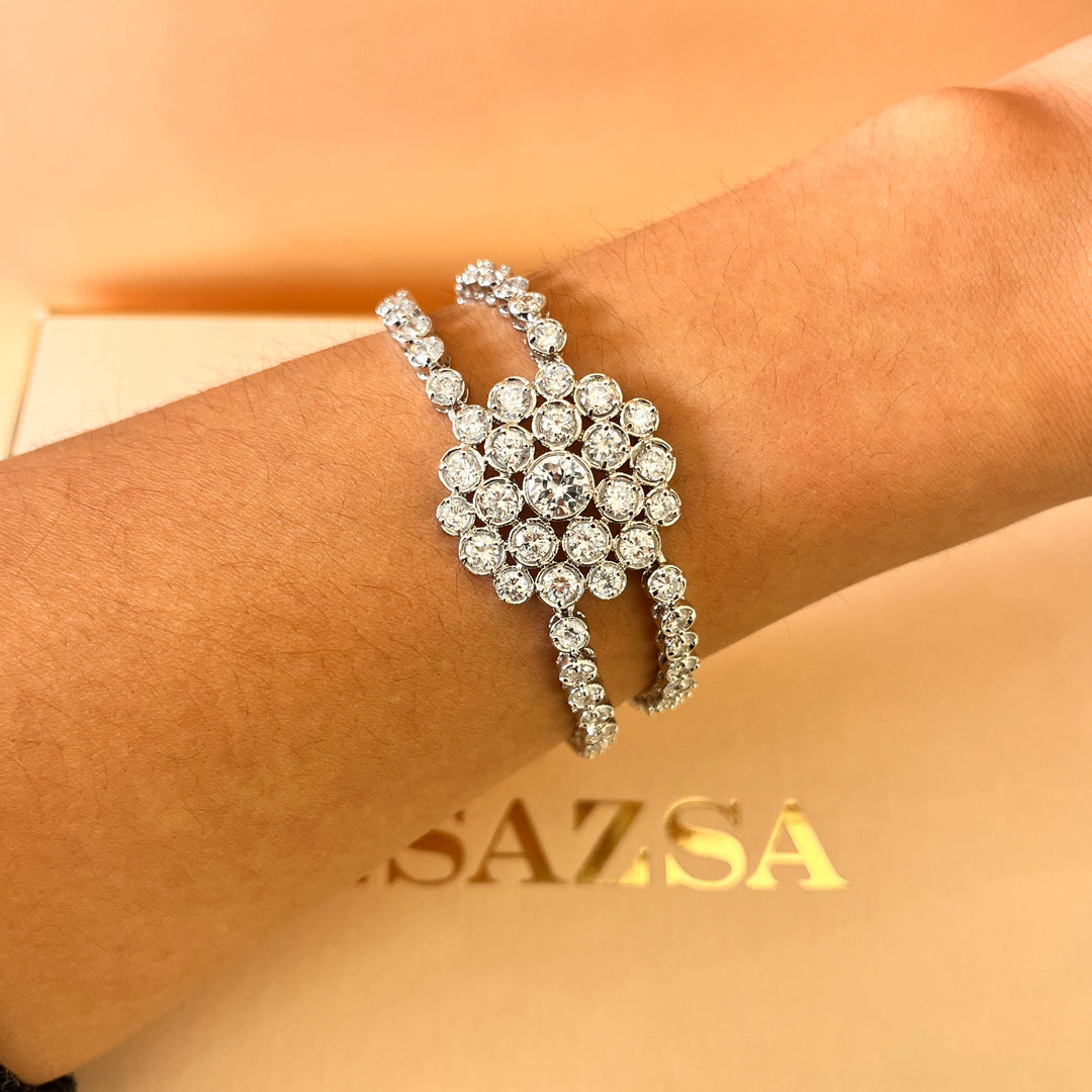 Statement white gold plated set