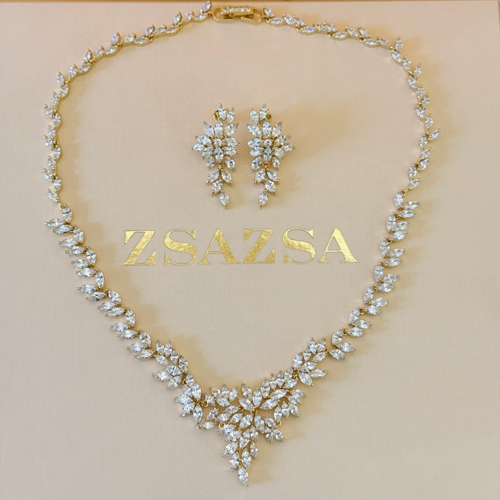 Marquise zircone gold plated set