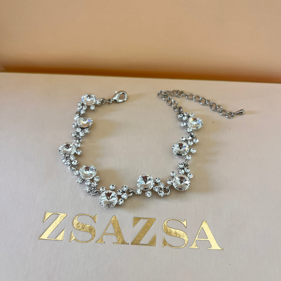 Swarovski crystals round white gold plated set