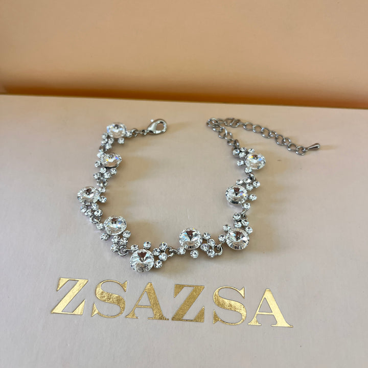 Swarovski crystals round white gold plated set