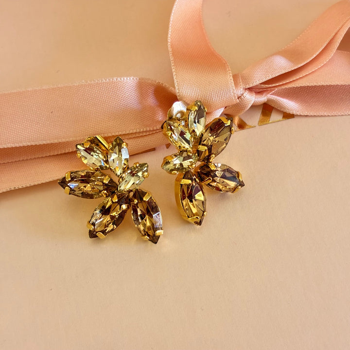Bronze marquise Swarovski crystals earrings