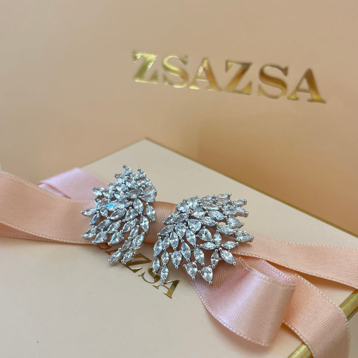 Silver zircone marquise studs