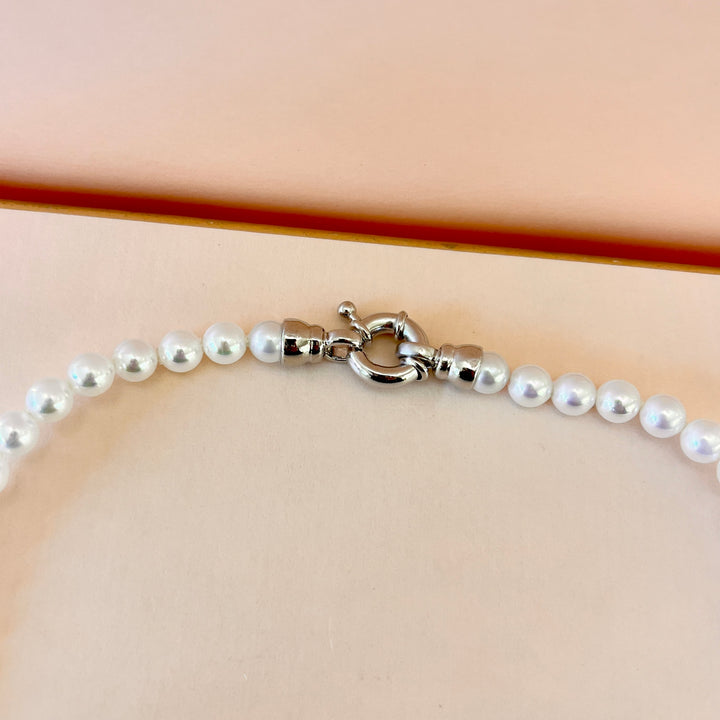 White Mallorca pearls white gold plated set