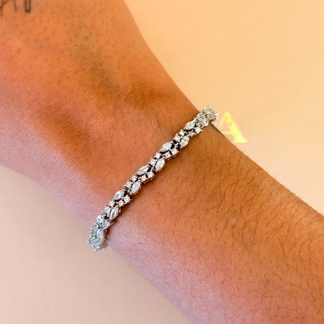 Dainty marquise zircone silver bracelet