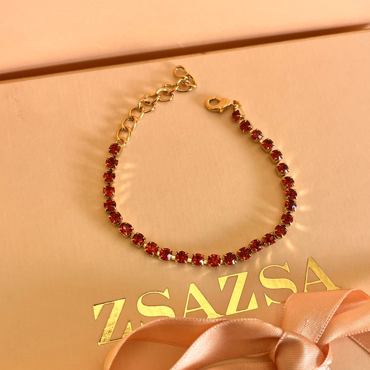 Coral Swarovski crystals  bracelet