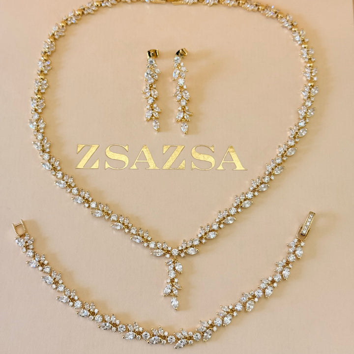 Marquise zircone gold plated set