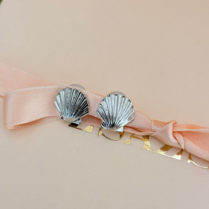 Plain shell silver clip on earrings