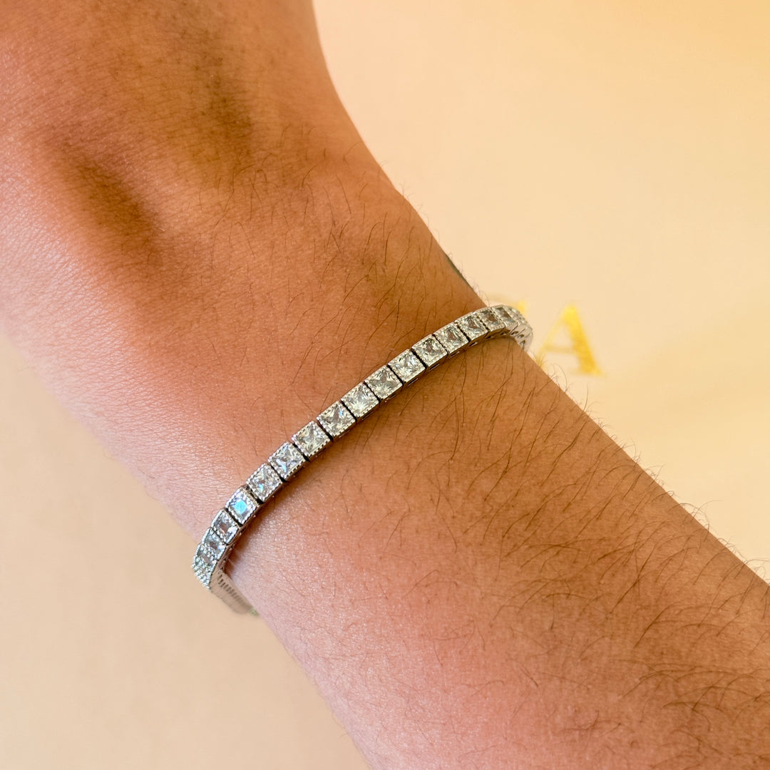 Dainty Square zircone silver bracelet