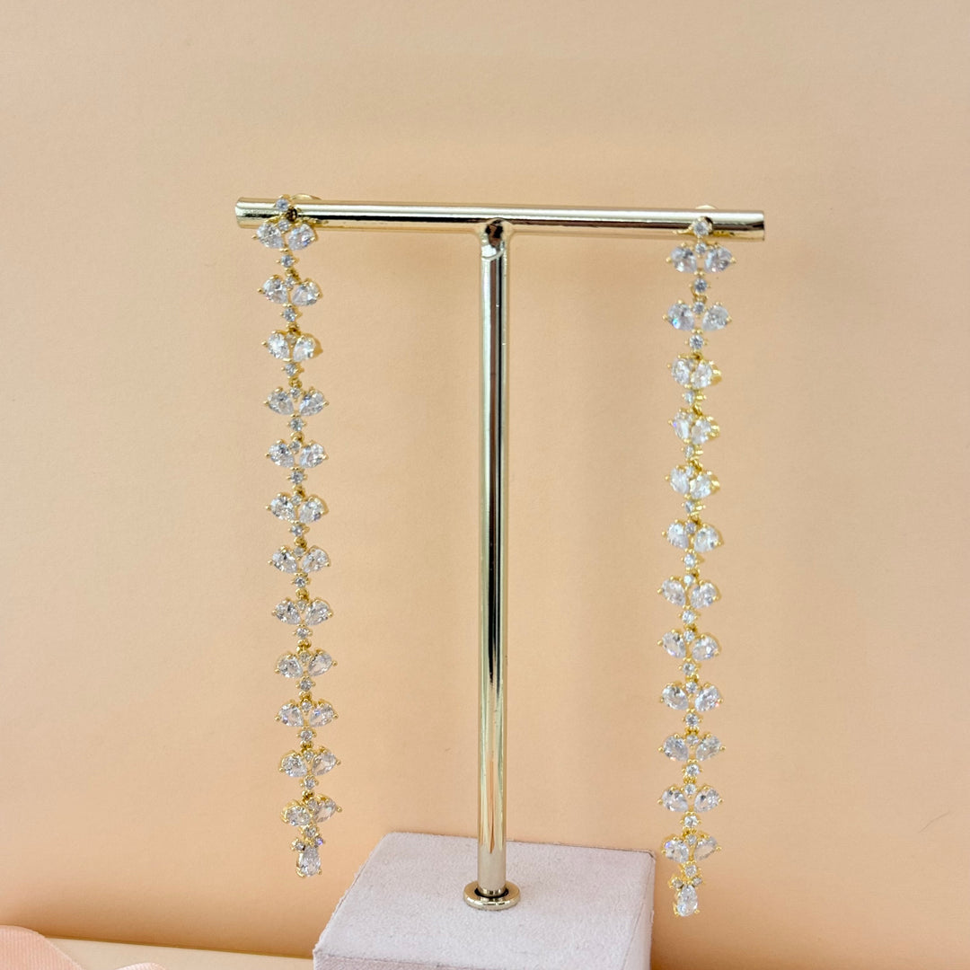 Long dainty teardrops zircone gold plated
