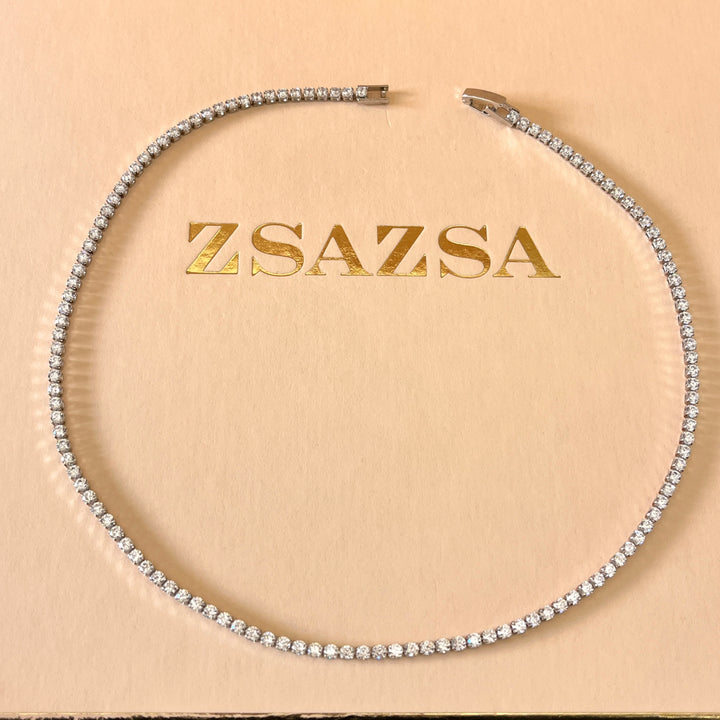 Tennis zircone white gold plated set