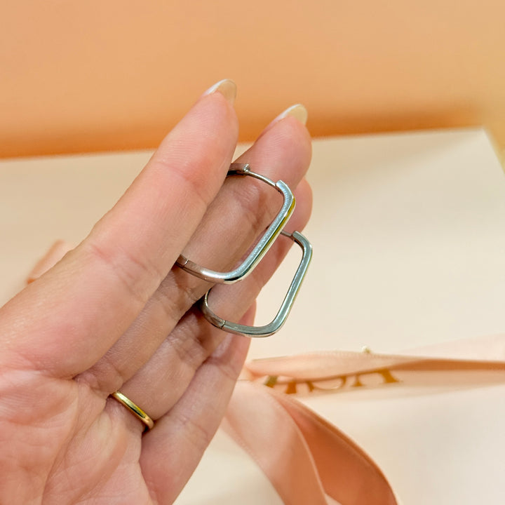 Rectangular sterling silver hoops
