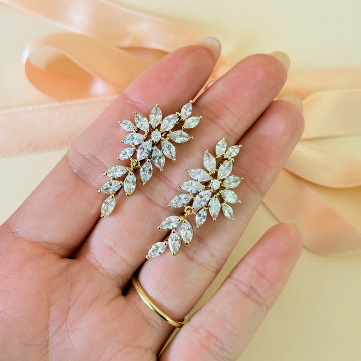 Marquise zircone gold plated earrings and bracelet