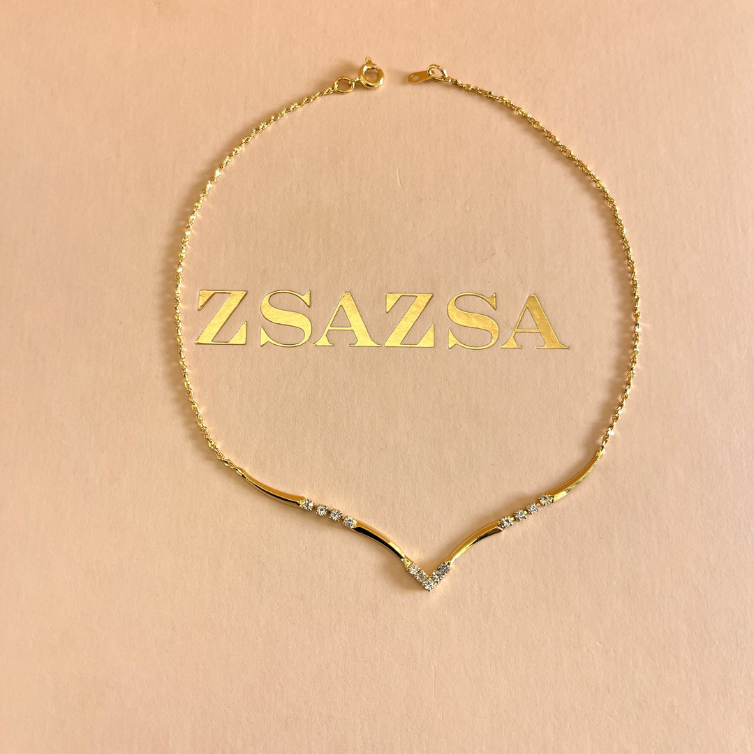 Rhinestone gold plated necklace