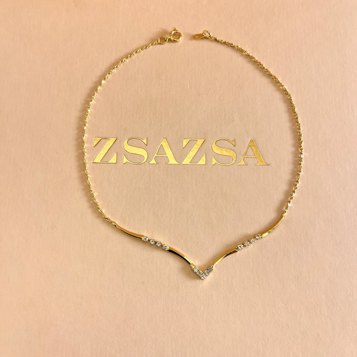 Rhinestone gold plated necklace