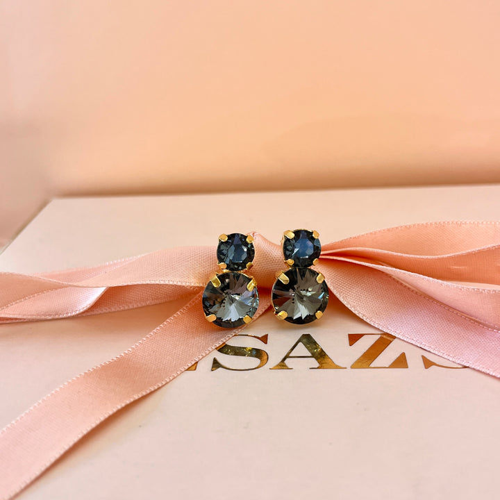 Grey double preciosa crystals studs