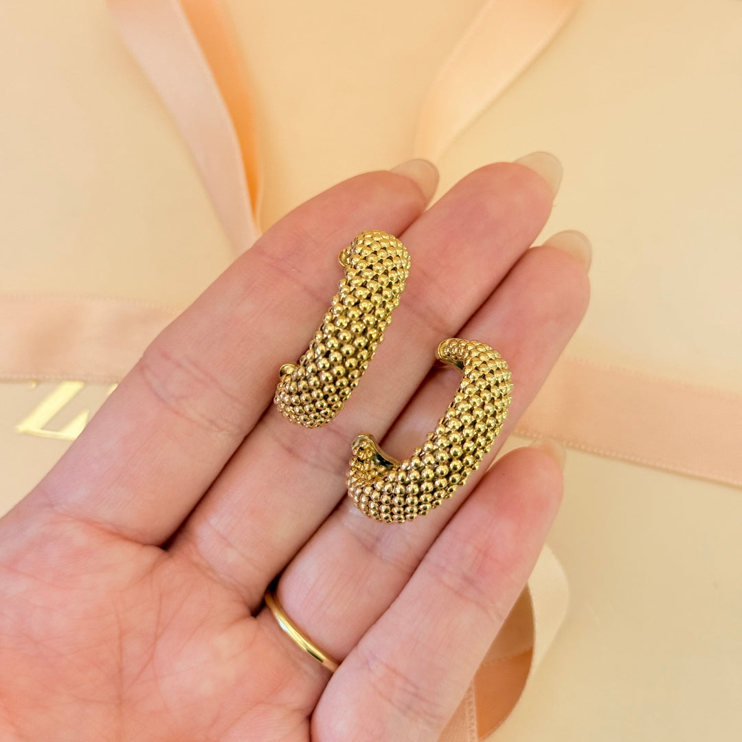 Textured gold plated hoops
