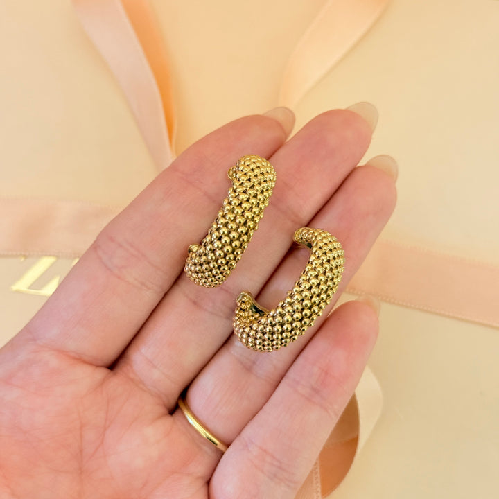 Textured gold plated hoops