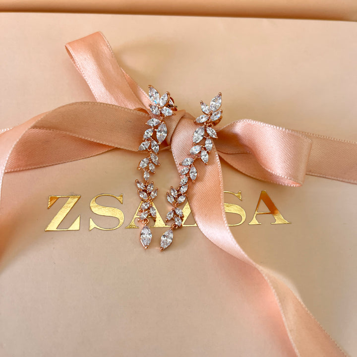 Marquise zircone rose gold plated earrings and bracelet