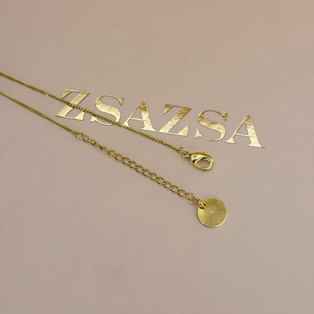 Zircone Rectangular gold plated pendant & bracelet