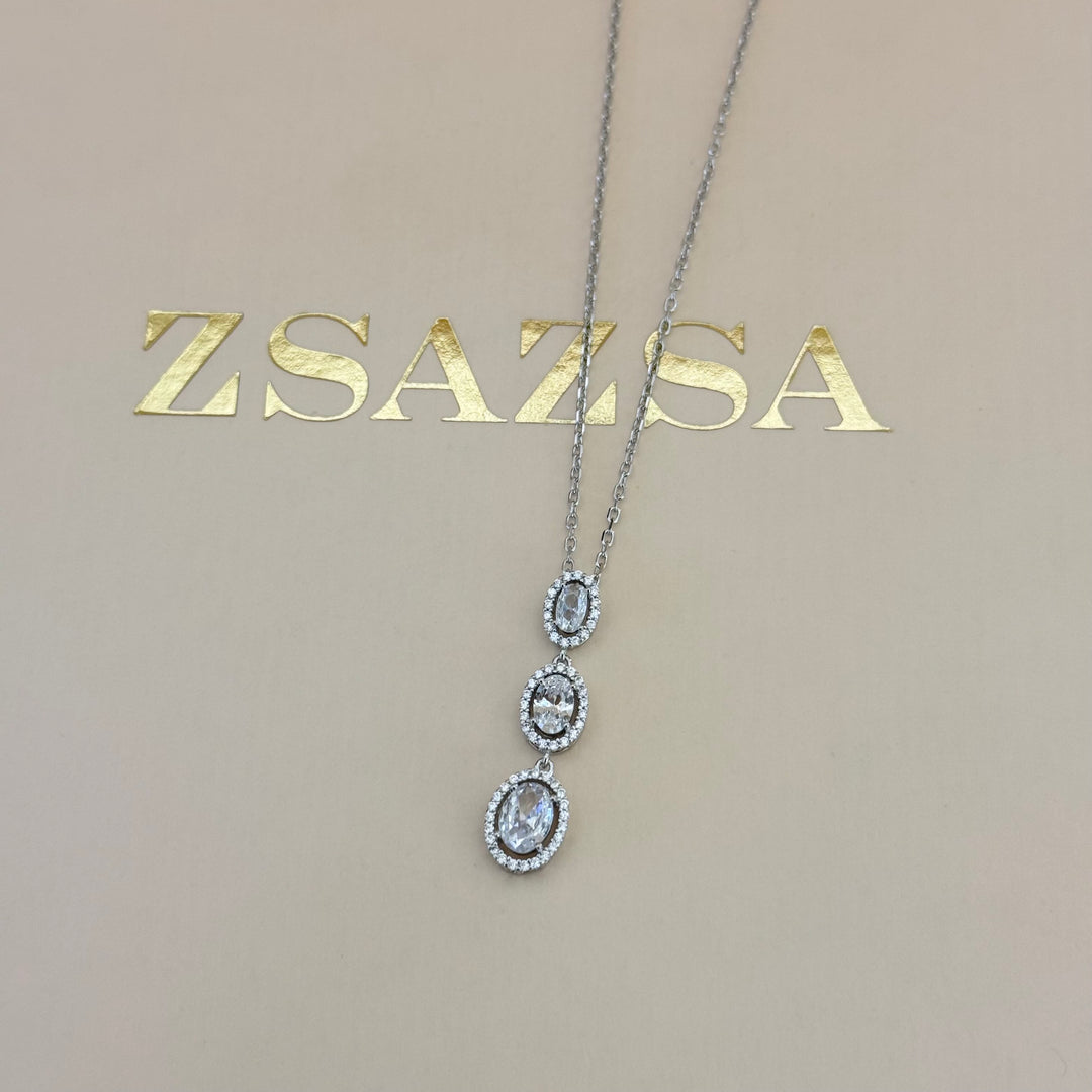 Oval zircone Sterling silver set