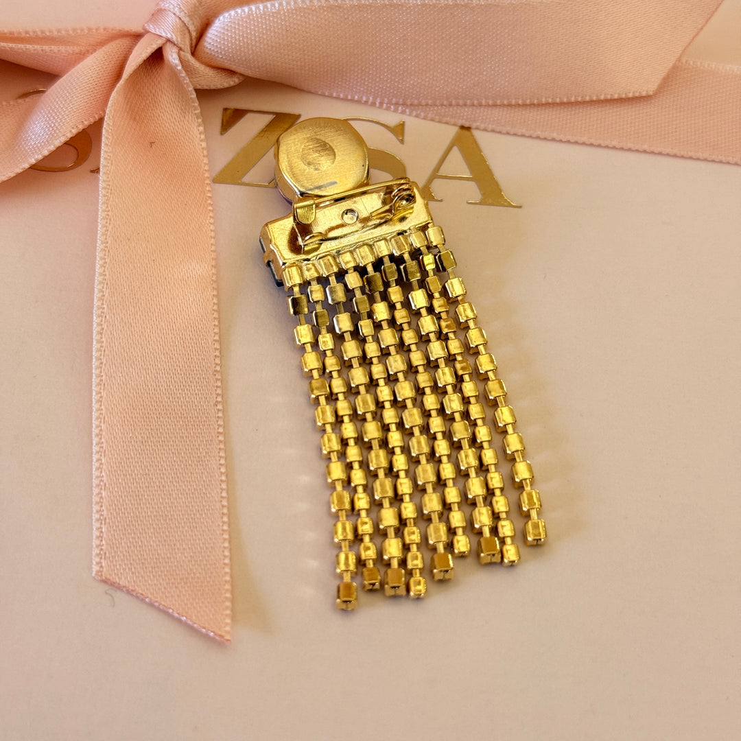 Lilac and purple preciosa crystals gold plated brooch