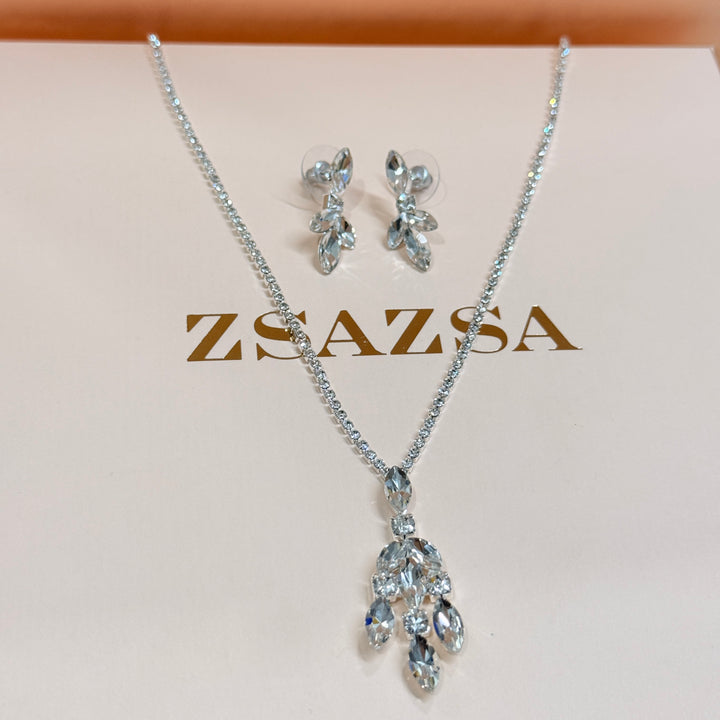 Marquise rhinestone silver set