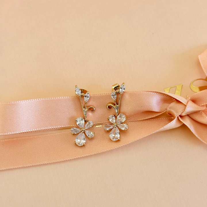 Flower zircone gold plated earrings