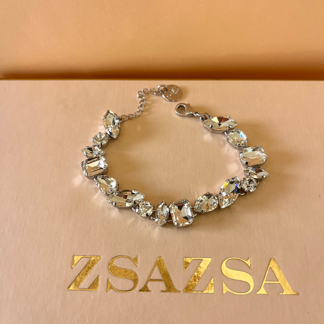 Swarovski crystal mix of shapes white gold plated bracelet