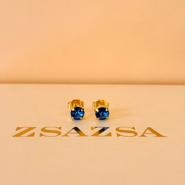 Royal blue gold plated solitaire set