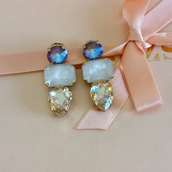 Champagne and purple Swarovski crystals earrings
