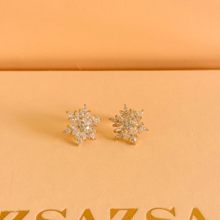 Snowflake zircone gold plated earrings