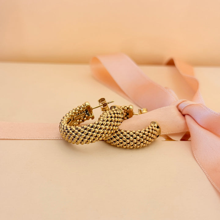 Textured gold plated hoops