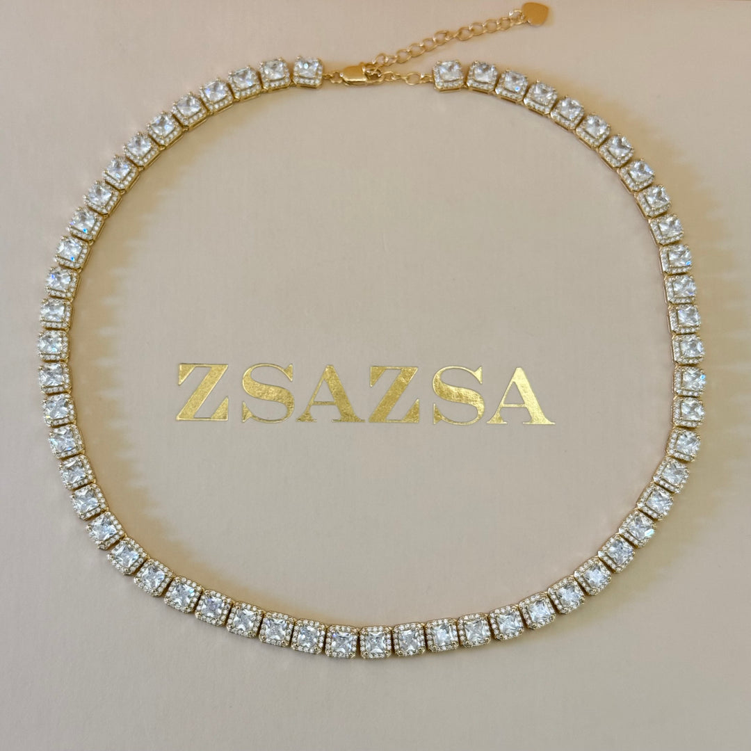 Square zircone gold plated set