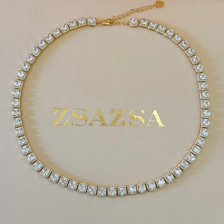 Square zircone gold plated set