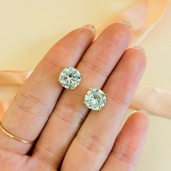 Big solitaire zircone gold plated earrings