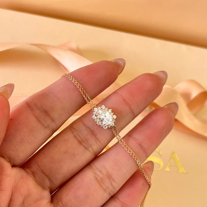 Zircone sterling silver rose gold plated bracelet