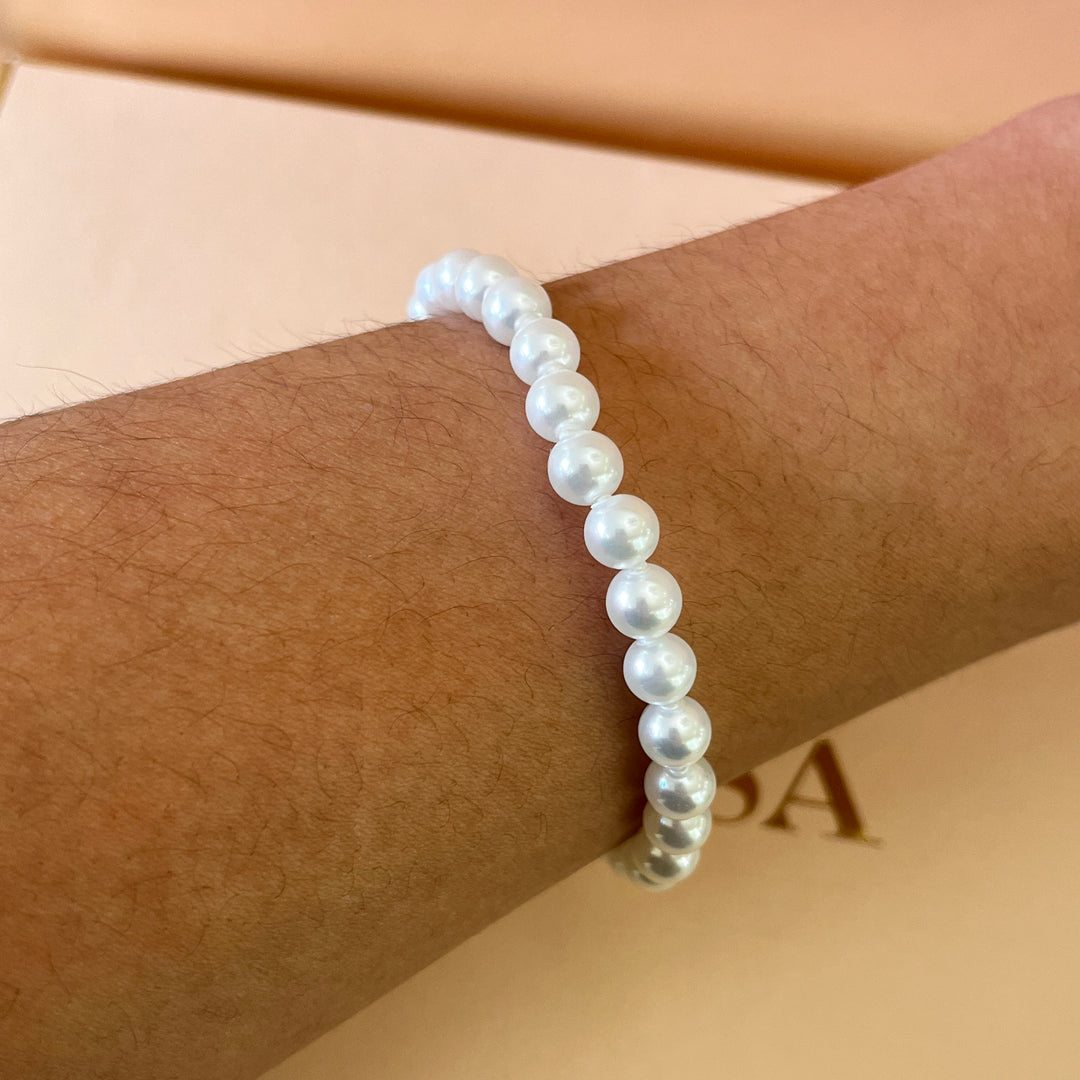 White Mallorca pearls gold plated bracelet