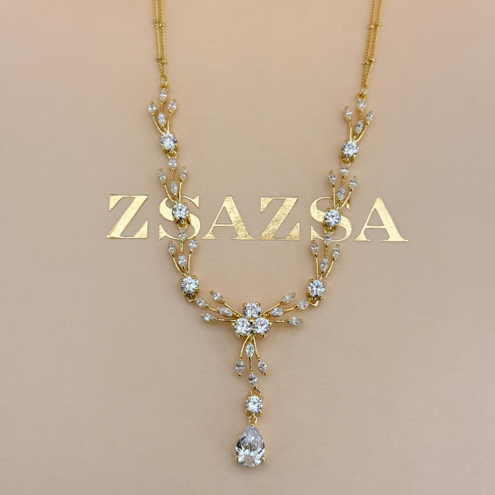 Teardrop zircone gold plated set