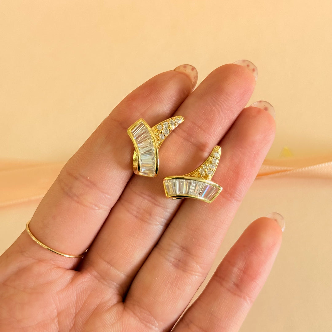 Baguette zircone gold plated earrings