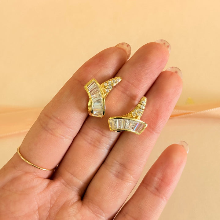 Baguette zircone gold plated earrings