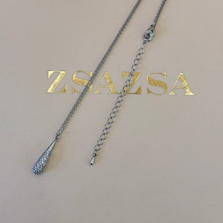 Dainty zircone silver pendant