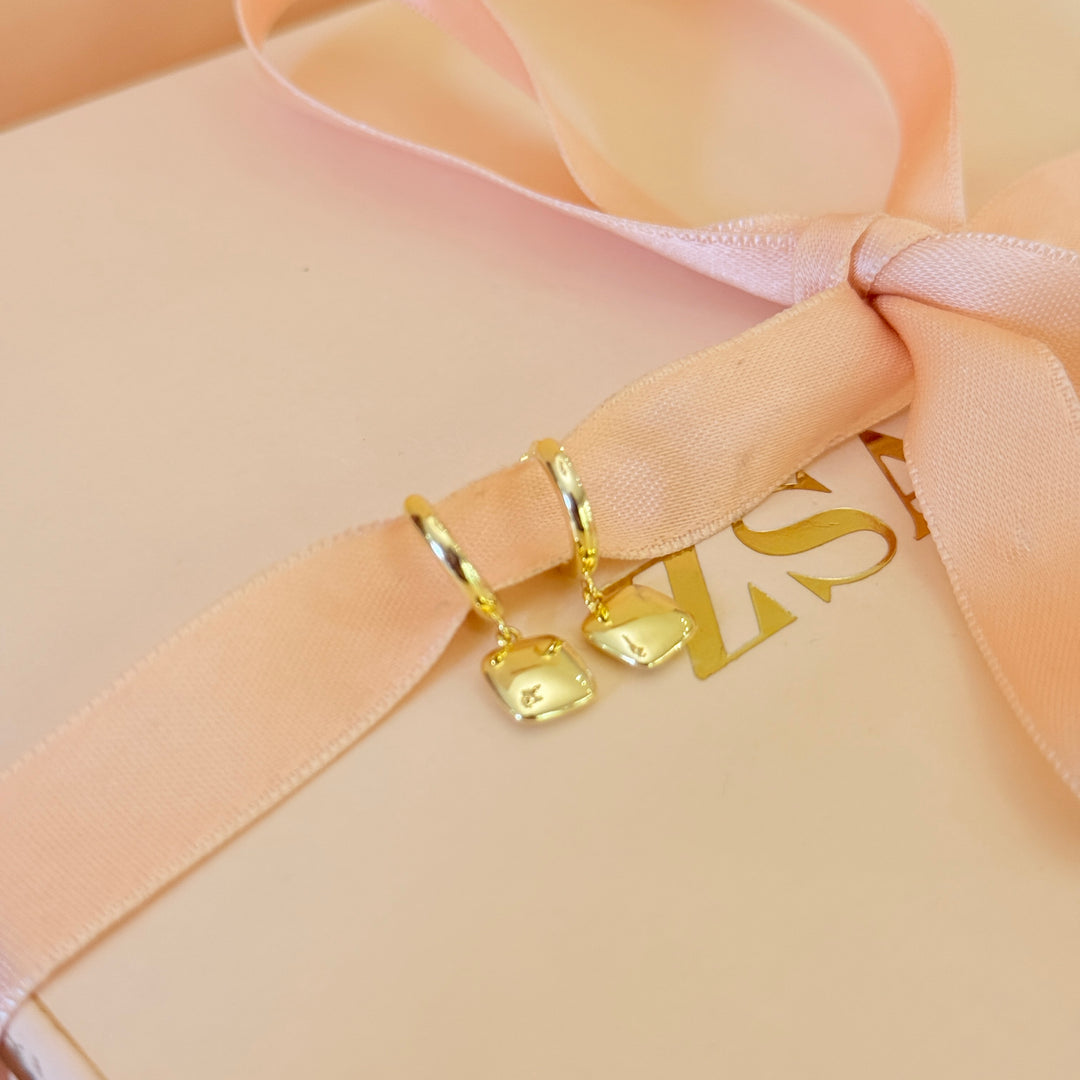 Square sterling silver gold plated hoops