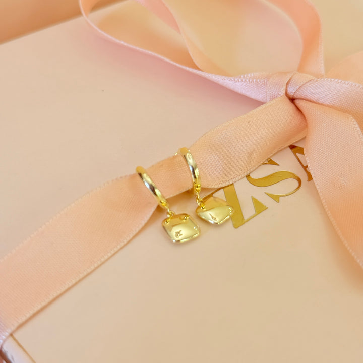 Square sterling silver gold plated hoops