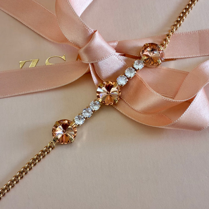 Peach Sparkle Swarovski crystals bracelet