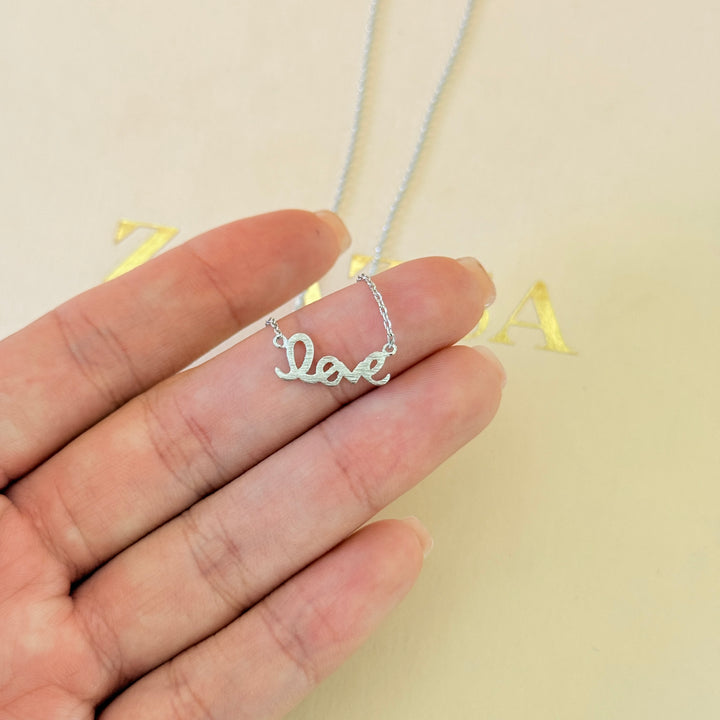 Plain dainty love silver pendant