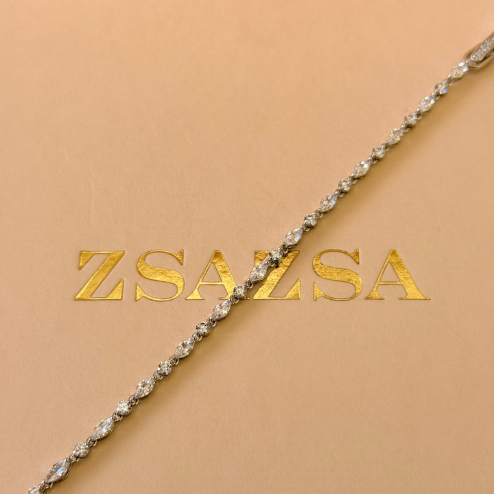 Dainty marquise zircone silver bracelet